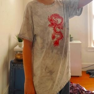 dragon print tie-dye oversized t shirt